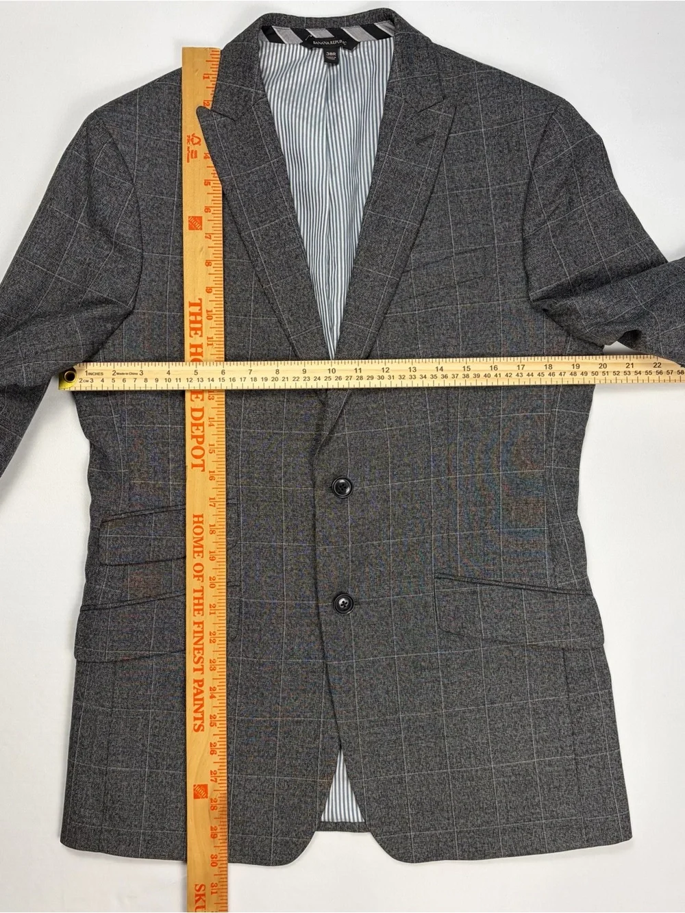Banana Republic 38R Wool Windowpane Blazer Gray Standard Fit
